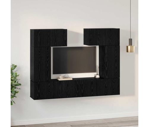 Tv Skapīšu Komplekts 6 Pcs Melns Ozols 80 X 30 X 30 Cm Vidaxl