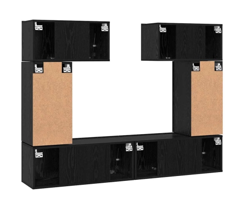 Tv Skapīšu Komplekts 6 Pcs Melns Ozols 80 X 30 X 30 Cm Vidaxl