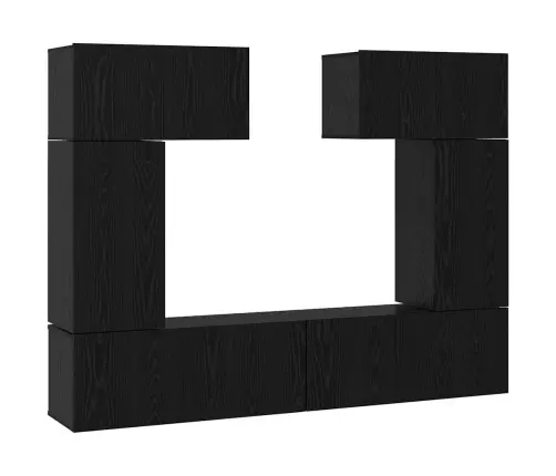 Tv Spintelių Komplektas 6 Pcs Juoda Ąžuolo 80 X 30 X 30 Cm
