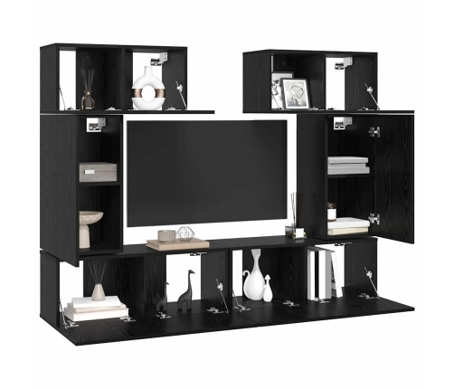 Tv Skapīšu Komplekts 6 Pcs Melns Ozols 80 X 30 X 30 Cm Vidaxl