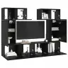 Tv Spintelių Komplektas 6 Pcs Juoda Ąžuolo 80 X 30 X 30 Cm