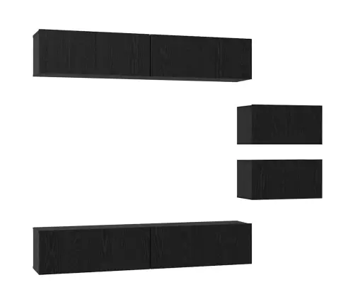 Tv Spintelių Komplektas 6 Pcs Juoda Ąžuolo 80 X 30 X 30 Cm