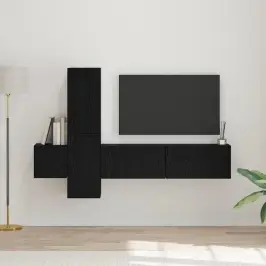 Tv Skapīšu Komplekts 5 Pcs Melns Ozols 181 X 30 X 120 Cm Vidaxl