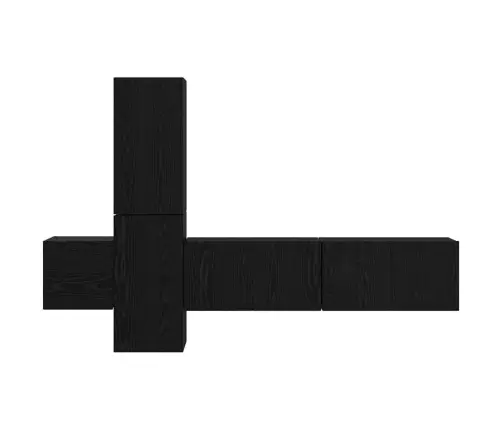 Tv Skapīšu Komplekts 5 Pcs Melns Ozols Inženierijas Koks Vidaxl