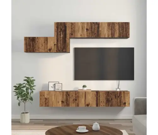 Tv Skapīšu Komplekts 7 Pcs Vecs Koks 60 X 30 X 30 Cm Vidaxl