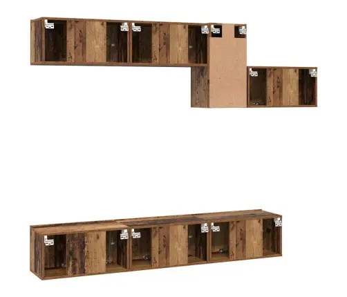 Tv Skapīšu Komplekts 7 Pcs Vecs Koks 60 X 30 X 30 Cm Vidaxl