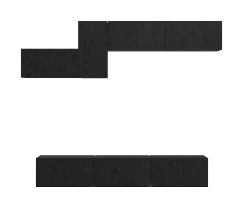 Tv Skapīšu Komplekts 7 Pcs Melni Ozoli 60 X 30 X 30 Cm Vidaxl