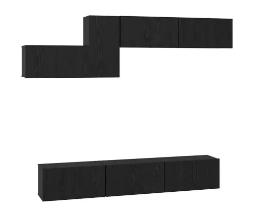 Tv Skapīšu Komplekts 7 Pcs Melni Ozoli 60 X 30 X 30 Cm Vidaxl