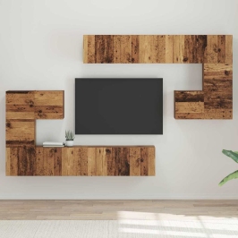 Tv Skapīšu Komplekts 8 Pcs Vecs Koks Vidējs 30.5 X 30 X 30 Cm Vidaxl