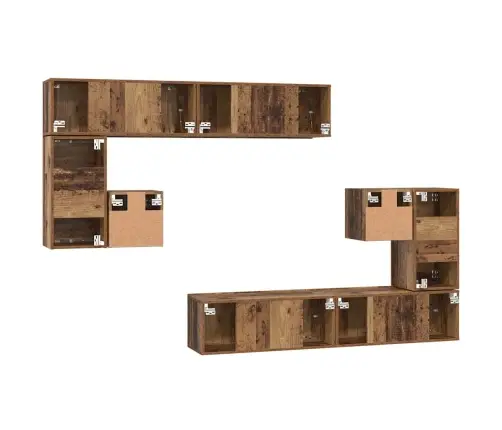 Tv Skapīšu Komplekts 8 Pcs Vecs Koks Vidējs 30.5 X 30 X 30 Cm Vidaxl