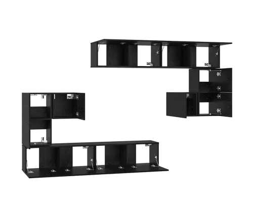 Tv Spintelių Komplektas 8 Pcs Juoda Ąžuolo
