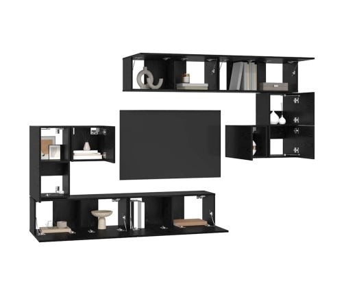 Tv Spintelių Komplektas 8 Pcs Juoda Ąžuolo
