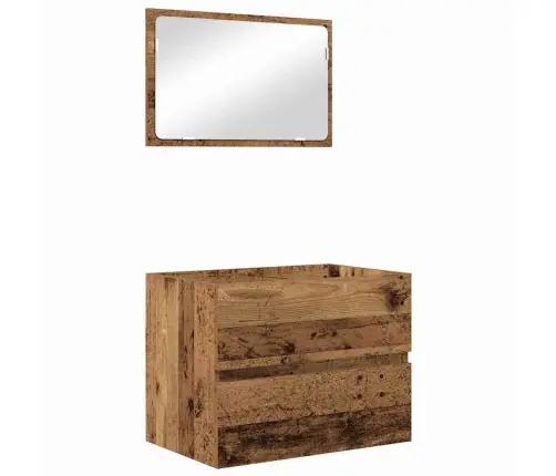 Vannitoa Mööbleset Seinale Kinnitatav 3 Pcs Vana Puit Tehispuit