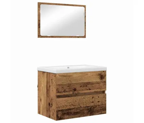 Vannitoa Mööbleset Seinale Kinnitatav 3 Pcs Vana Puit Tehispuit