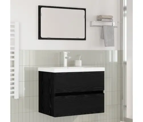 Vonios Baldų Rinkinys 3 Pcs Juodas Ąžuolas Apdirbta Mediena