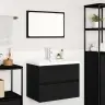 Vonios Baldų Rinkinys 3 Pcs Juodas Ąžuolas Apdirbta Mediena