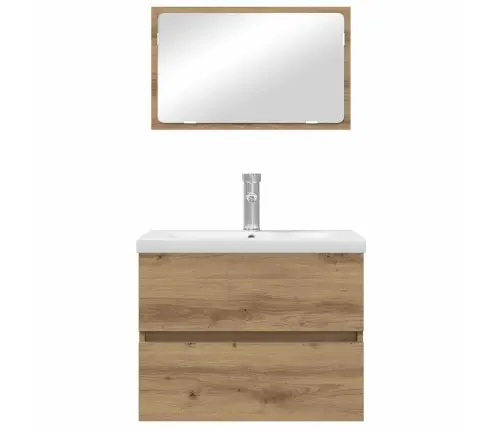 Vannitoa Mööbleset Sahtliga Peegliga 3 Pcs Käsitööpuu Tehispuit