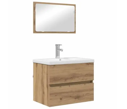 Vannitoa Mööbleset Sahtliga Peegliga 3 Pcs Käsitööpuu Tehispuit