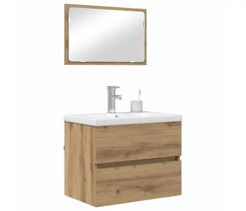 Vannitoa Mööbleset Sahtliga Peegliga 3 Pcs Käsitööpuu Tehispuit