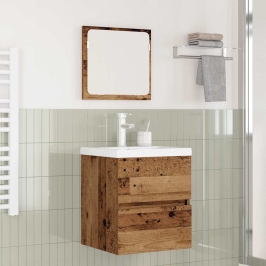 Vannitoa Mööbleset 3 Pcs Vana Puit Ja Valge Keskmine Tehispuit