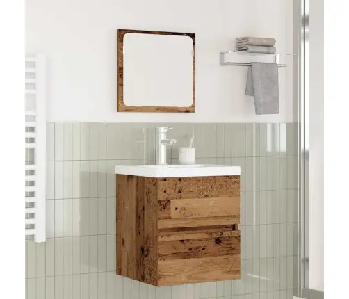 Vonios Baldų Rinkinys 3 Pcs Senovinė Mediena Ir Balta