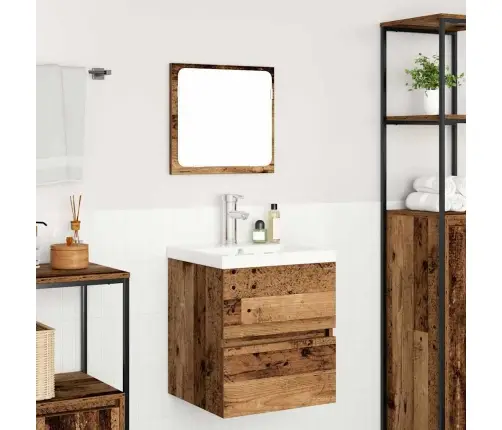 Vonios Baldų Rinkinys 3 Pcs Senovinė Mediena Ir Balta