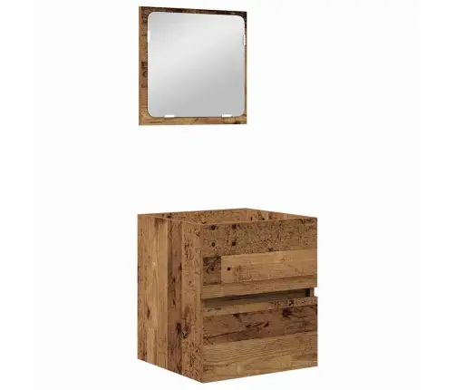 Vonios Baldų Rinkinys 3 Pcs Senovinė Mediena Ir Balta