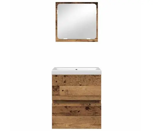 Vonios Baldų Rinkinys 3 Pcs Senovinė Mediena Ir Balta