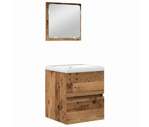 Vonios Baldų Rinkinys 3 Pcs Senovinė Mediena Ir Balta