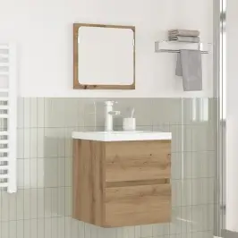 Vannitoa Mööbleset Sahtliga 3 Pcs Must Tamme Ja Valge Tehispuit