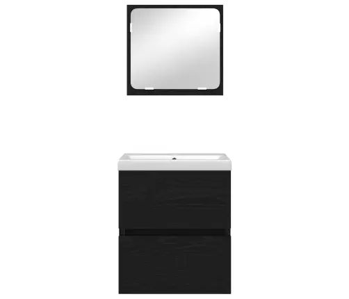 Vonios Baldų Rinkinys Su Stalčių 2 Pcs Juodas Ąžuolas Ir Baltas
