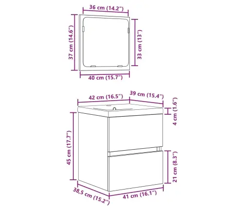Vonios Baldų Rinkinys 2 Pcs Amatininkų Ąžuolas Ir Baltas