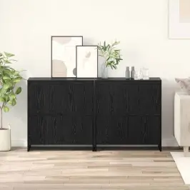 Sānu Skapji 2 Pcs Melns Ozols 70 X 41 X 75 Cm Inženierijas Koks Vidaxl