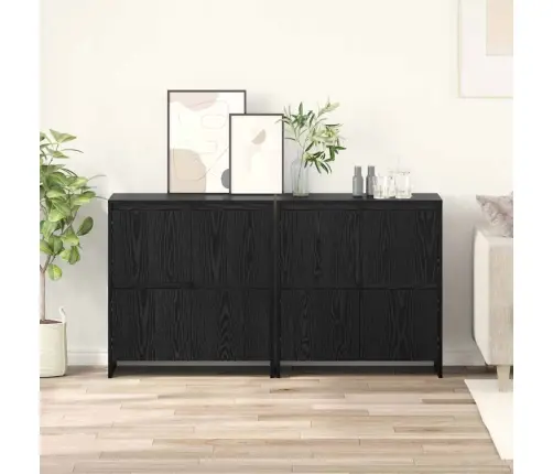 Šoninės Lentynos 2 Pcs Juoda Ąžuolo 70 X 41 X 75 Cm
