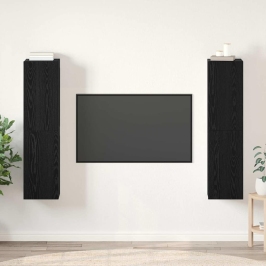 Televizoriaus Spintelė 4 Pcs Juoda Ąžuolo 30.5 X 30 X 60 Cm