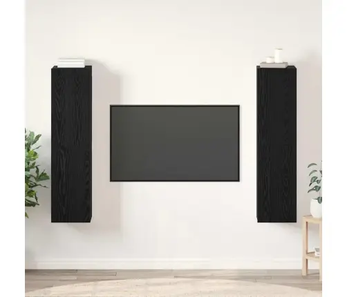 Tv Skapīšu Komplekts 4 Pcs Melns Ozols 30.5 X 30 X 60 Cm Vidaxl