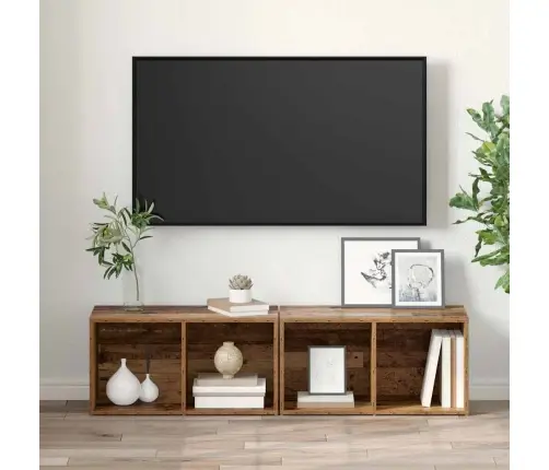 Tv Skapīšu Komplekts 2 Pcs Vecs Koks 37 X 35 X 107 Cm Vidaxl
