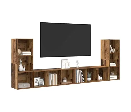 Telerikapp 4 Pcs Vana Puit 37 X 35 X 107.5 Cm Töödeldud Puit