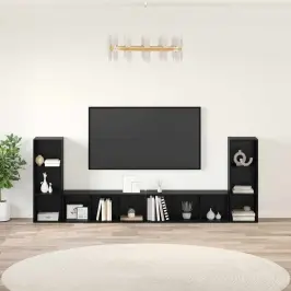 Telerikapp 4 Pcs Must Tamm 37 X 35 X 107.5 Cm Töödeldud Puit