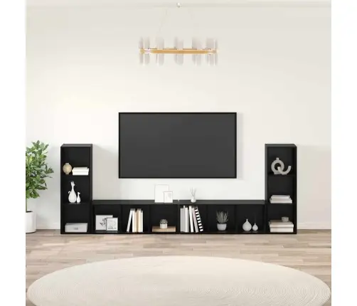 Televizora Skapīša 4 Pcs Melni Ozoli 37 X 35 X 107.5 Cm Vidaxl