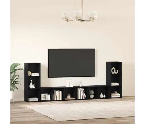 Televizora Skapīša 4 Pcs Melni Ozoli 37 X 35 X 107.5 Cm Vidaxl