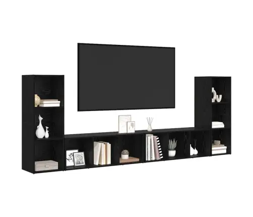Televizora Skapīša 4 Pcs Melni Ozoli 37 X 35 X 107.5 Cm Vidaxl