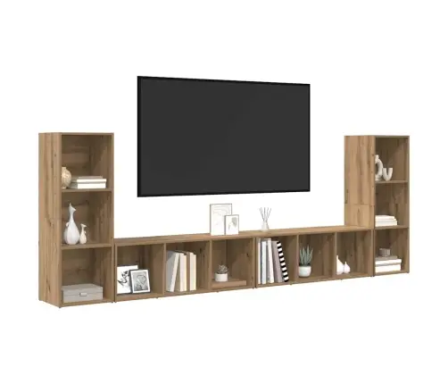 Televizoriaus Spintelė 4 Pcs Artisano Ąžuolo 37 X 35 X 107.5 Cm