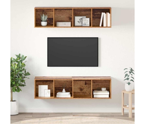 Tv Skapīšu Komplekts 2 Pcs Veca Koka 37 X 37 X 142.5 Cm Vidaxl