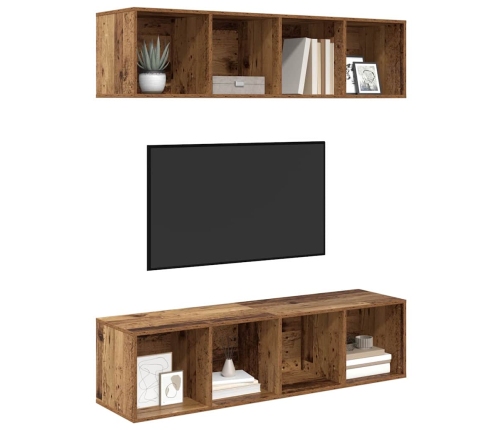 Tv Skapīšu Komplekts 2 Pcs Veca Koka 37 X 37 X 142.5 Cm Vidaxl
