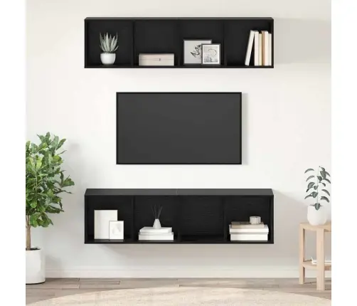 Tv Skapīšu Komplekts 2 Pcs Melns Ozols 37 X 37 X 142.5 Cm Vidaxl