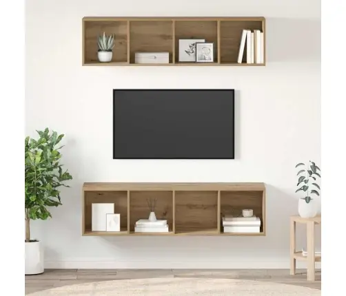 Tv Skapīšu Komplekts 2 Pcs Amatnieku Ozola 37 X 37 X 142.5 Cm Vidaxl