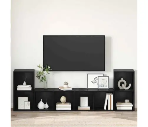 Tv Skapīšu Komplekts 4 Pcs Melni Ozoli 72 X 35 X 36.5 Cm Vidaxl