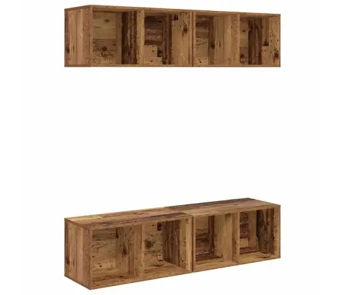 Sienas Tv Skapis Ar Plauktu Ar Uzglabāšanu 4 Pcs Veca Koka 37 X 37 X 72 Cm Vidaxl
