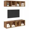 Sienas Tv Skapis Ar Plauktu Ar Uzglabāšanu 4 Pcs Veca Koka 37 X 37 X 72 Cm Vidaxl